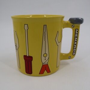 Menards Coffee Mug Yellow Hand Tools Graphic Bolt Handle Ceramic